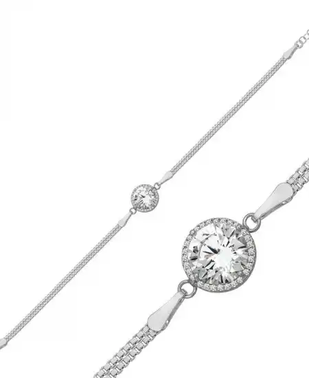 Gümüş Tektaş Bayan Bileklik