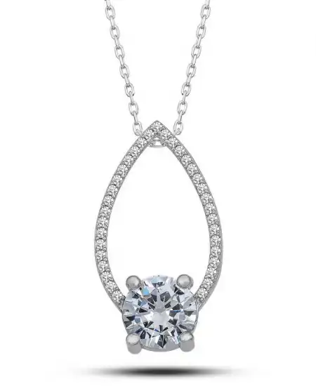 Gümüş Tektaş Damla Kadın Kolye