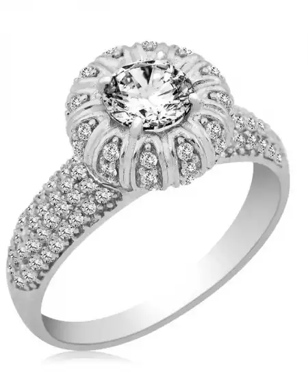 Gümüş Tektaşlı  Bayan Yüzük