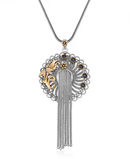 Gümüş Telkari Mavi Taşlı Kadın Kolye