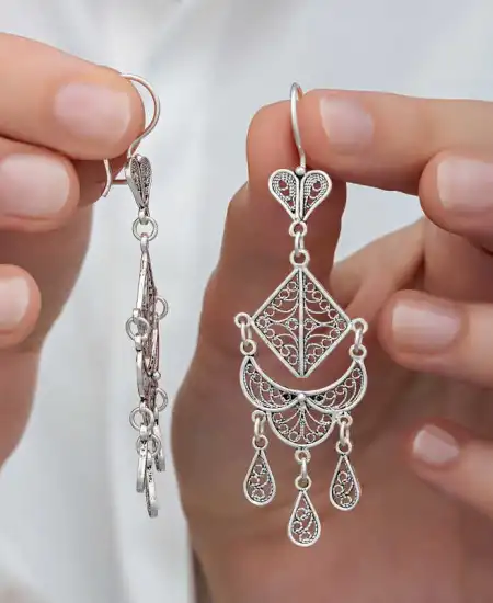 Gümüş Telkari Sallantılı Kadın Küpe