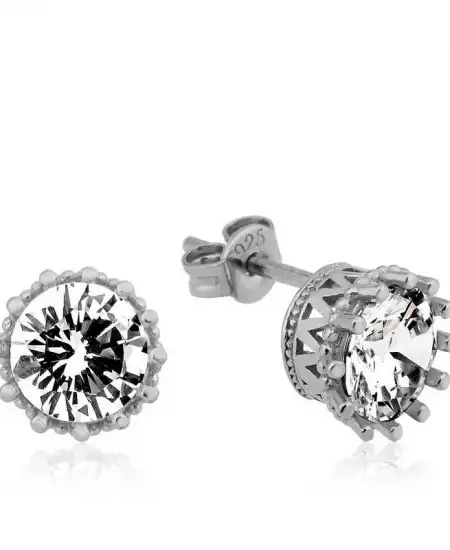 Gümüş Tırnaklı Tek Taş Çivili Kadın Küpe