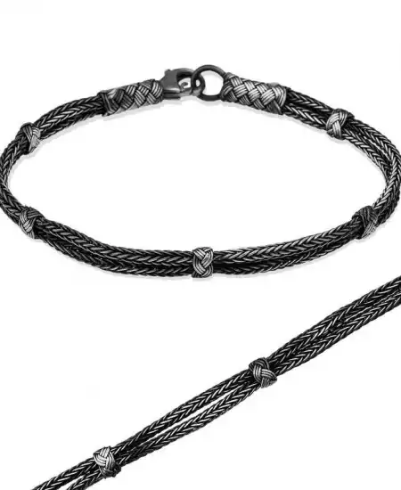 Gümüş Toplu Örgü Kazaziye Unisex Bileklik