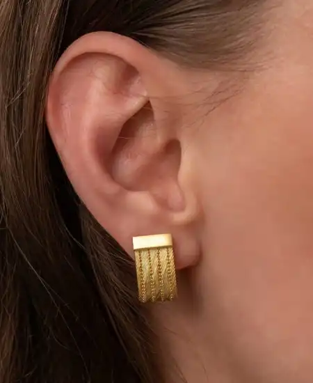 Gümüş Trabzon Hasır Çivili Kadın Küpe