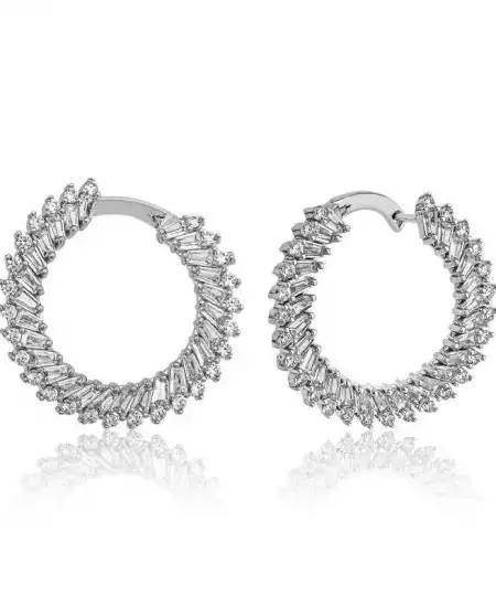 Gümüş Trapez Taşlı  Bayan Küpe