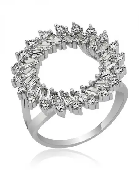 Gümüş Trapez Taşlı Bayan Yüzük