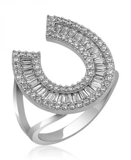 Gümüş Trapez Taşlı Bayan Yüzük