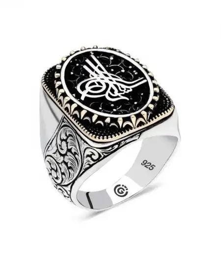 Gümüş Tuğra Oval Erkek Yüzük