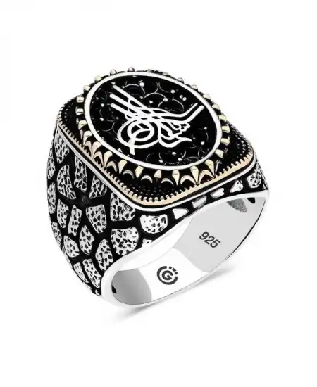 Gümüş Tuğra Oval Erkek Yüzük