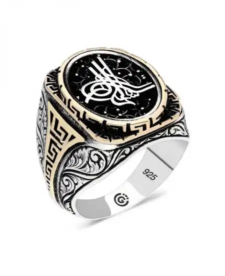 Gümüş Tuğra Oval Erkek Yüzük