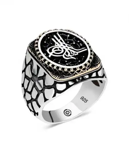 Gümüş Tuğra Oval Erkek Yüzük