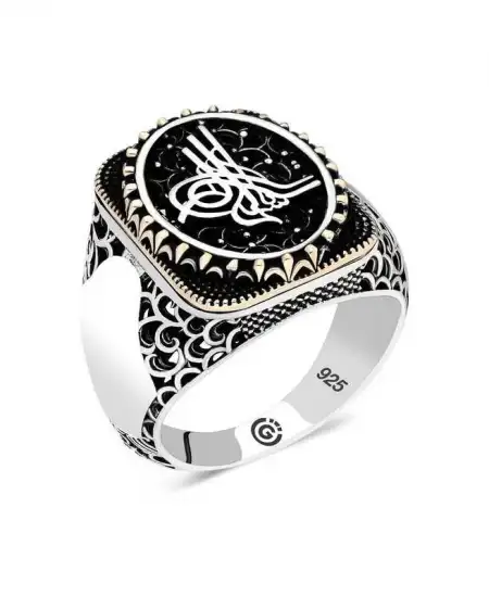 Gümüş Tuğra Oval Erkek Yüzük