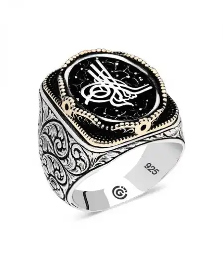 Gümüş Tuğra Oval Erkek Yüzük