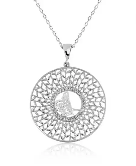 Gümüş Tuğralı Bayan Kolye