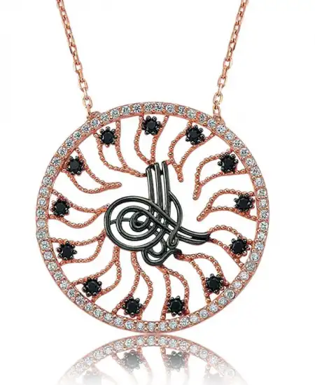 Gümüş Tuğralı Güneş Bayan Kolye