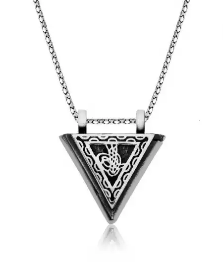 Gümüş Tuğralı Muskalık Kolye