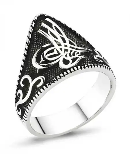 Gümüş Tuğralı Okçu Zihgir Erkek Yüzük