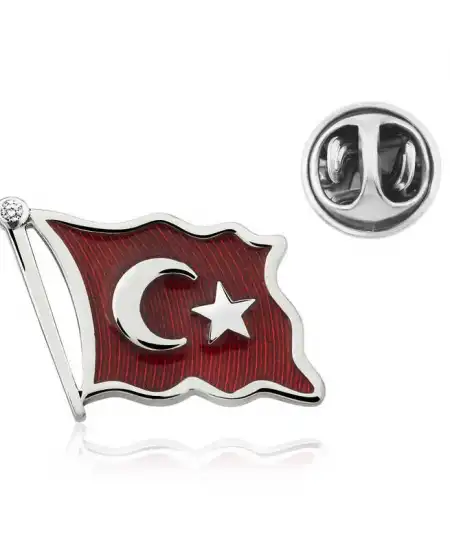 Gümüş Türk Bayrağı Rozet