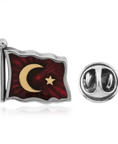Gümüş Türk Bayrağı Rozet