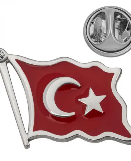 Gümüş Türk Bayrağı Rozet