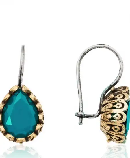 Gümüş Turkuaz Damla Otantik Kadın Küpe