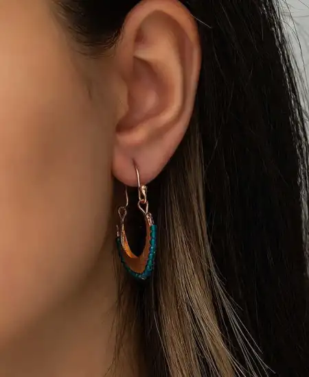 Gümüş Turkuaz Taşlı Bohem Küpe