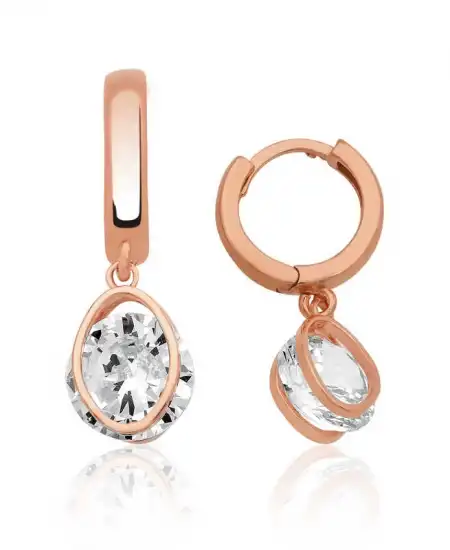 Gümüş Üç Boyutlu Oval Küpe