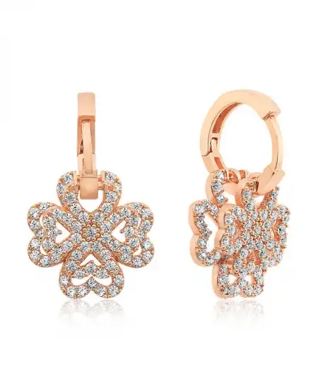 Gümüş Üç Boyutlu Yonca Küpe