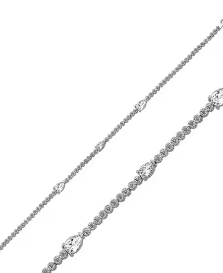 Gümüş Üç Damla Taşlı Su Yolu Bayan Bileklik