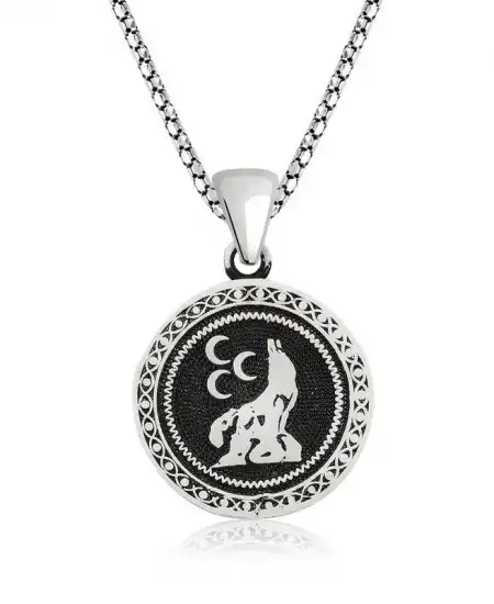 Gümüş Üç Hilal Kurt Kolye