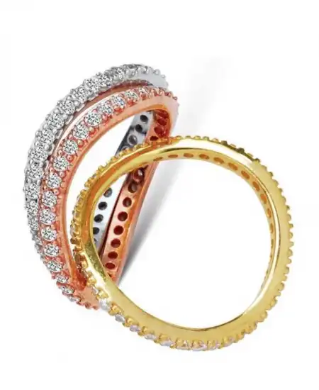 Gümüş Üç Parçalı Tam Tur Bayan Yüzük