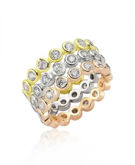 Gümüş Üç Renk Tamtur Bayan Yüzük