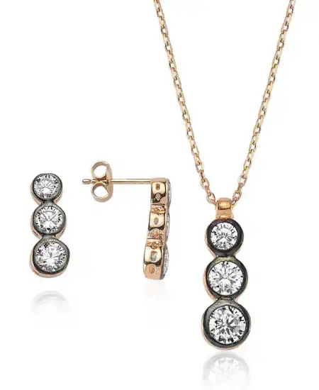 Gümüş Üç Taş Tria Bayan Set