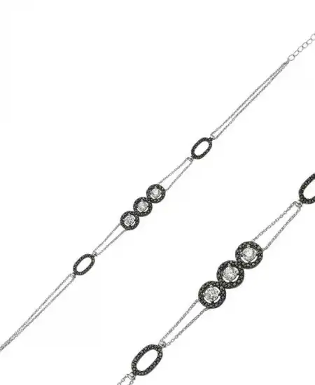 Gümüş Üç Taşlı Bayan Bileklik