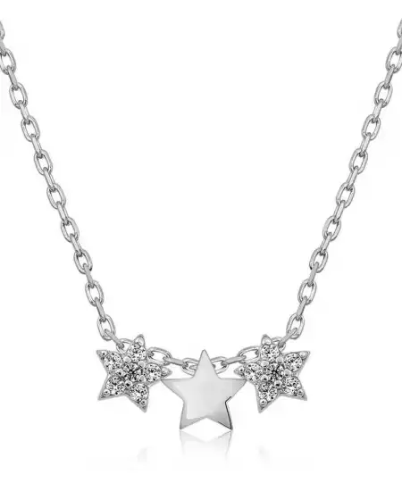 Gümüş Üç Yıldız Kolye