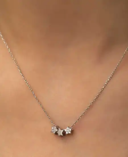 Gümüş Üç Yıldız Kolye