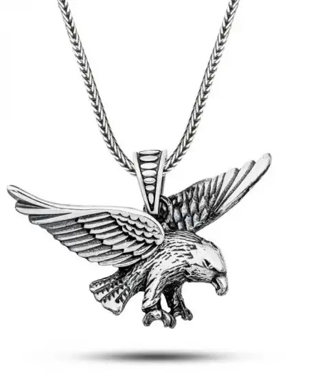Gümüş Uçan Kartal Erkek Kolye