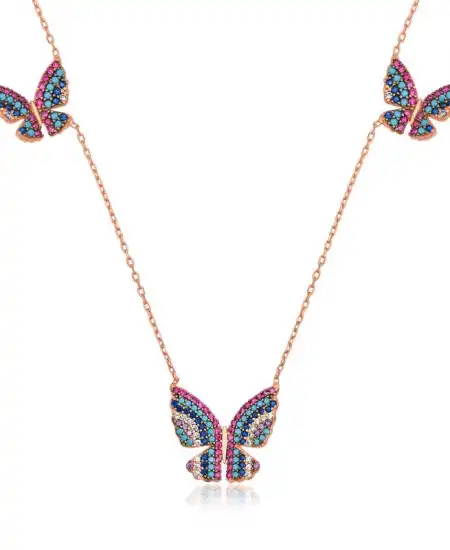 Gümüş Uçan Kelebekler Bayan Kolye