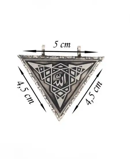 Gümüş Üçgen İçi Açılabilen Allah Muskalık Kolye