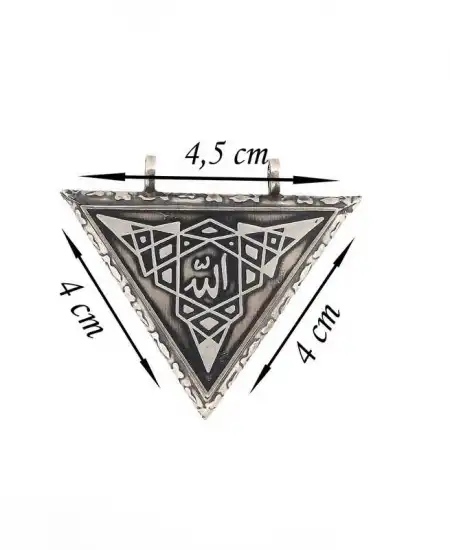 Gümüş Üçgen İçi Açılabilen Allah Muskalık Kolye