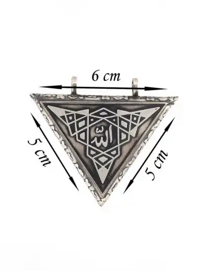 Gümüş Üçgen İçi Açılabilen Allah Muskalık Kolye