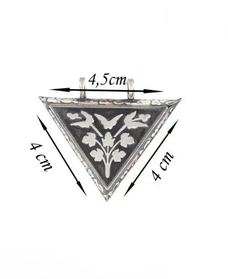 Gümüş Üçgen İçi Açılabilen Çiçek Muskalık Kolye
