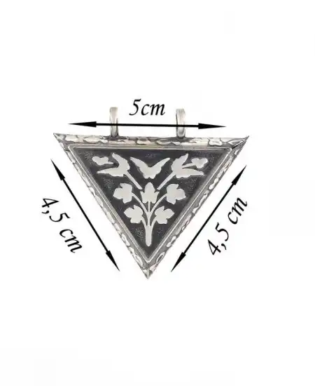 Gümüş Üçgen İçi Açılabilen Çiçek Muskalık Kolye