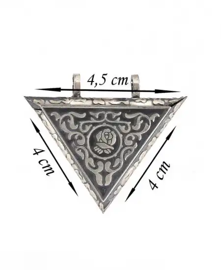 Gümüş Üçgen İçi Açılabilen Gül Muskalık Kolye