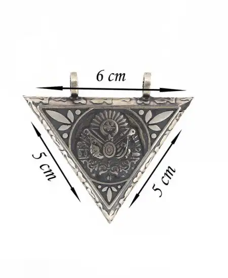 Gümüş Üçgen İçi Açılabilen Osmanlı Arma Muskalık Kolye