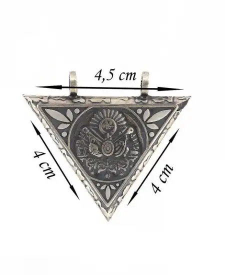 Gümüş Üçgen İçi Açılabilen Osmanlı Arma Muskalık Kolye