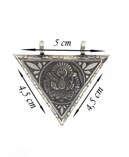 Gümüş Üçgen İçi Açılabilen Osmanlı Arma Muskalık Kolye