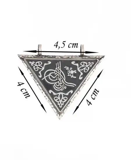 Gümüş Üçgen İçi Açılabilen Tuğra Muskalık Kolye