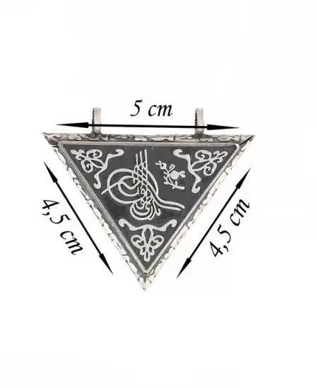 Gümüş Üçgen İçi Açılabilen Tuğra Muskalık Kolye