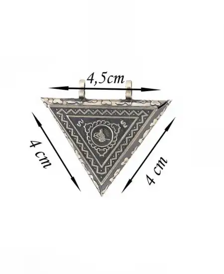 Gümüş Üçgen İçi Açılabilen Tuğra Muskalık Kolye